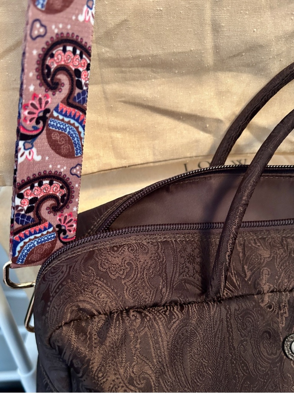 Etro Dark Brown Paisley Weekender with Pink Paisley Strap - Picture 12 of 12